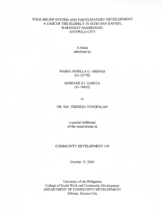 Folk Belief System and Participatory Development: A case of the elderly in Sitio San Rafael, Barangay Mambugan, Antipolo City