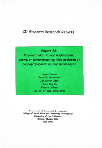 Pag-aaral ukol sa mga nagbabagong porma at pamamaraan ng kilos protesta at pagpopropaganda ng mga mamamayan
