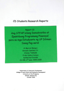 Ang STFAP bilang Demokratiko at Epektibong Programang Pinansyal para sa mga Estudyante ng UP Diliman: Isang Pag-aaral