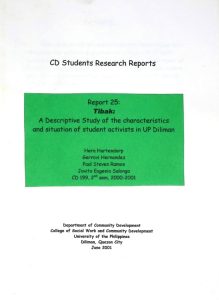 Tibak: A Descriptive Study of the characteristics and situation of student activists in UP Diliman