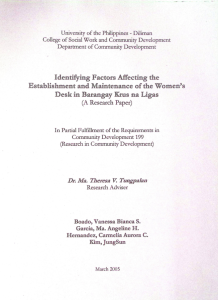 Identifying Factors Affecting the Establishment and Maintenance of the Women’s Desk in Barangay Krus na Ligas