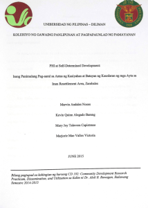 PHI at Self-Determined Development: Isang Panimulang Pag-aaral sa Antas ng Kasiyahan at Batayan ng Kaunlaran ng mga Ayta sa Iram Resettlement Area, Zambales