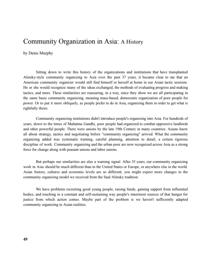 Community Organization in Asia: A History