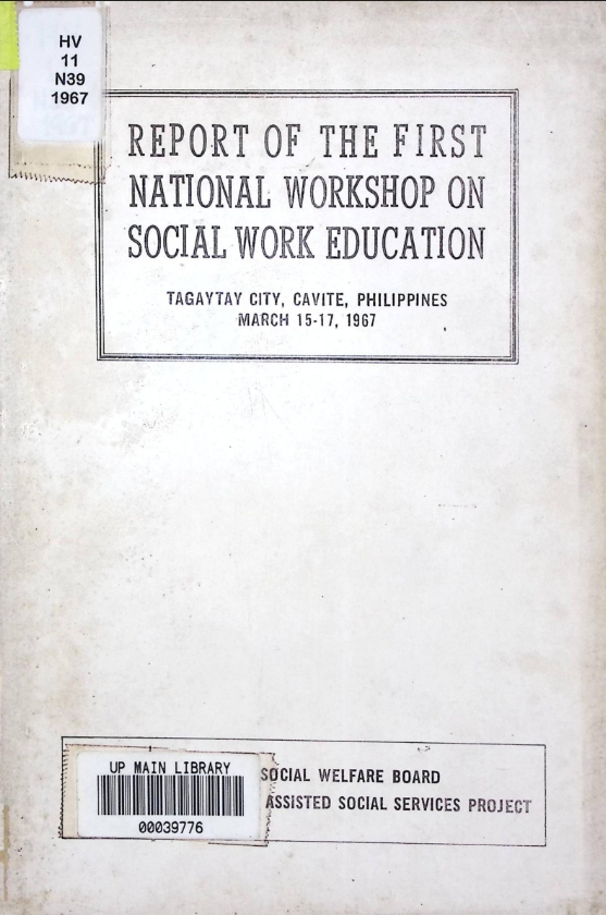 Report of the First National Workshop on Social Work Education (1967)