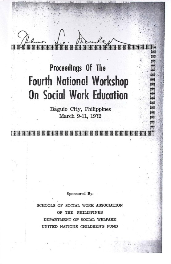 Proceedings of the Fourth National Workshop on Social Work Education (1972)