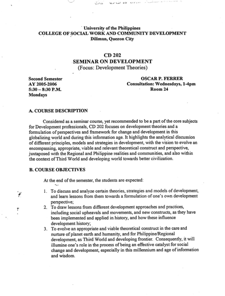 CD 202 Ferrer, Oscar P. AY 2005-2006 2nd Sem