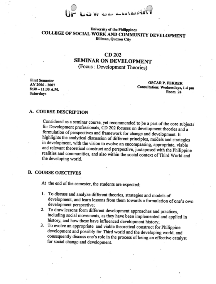 CD 202 Ferrer, Oscar P. AY 2006-2007 1st Sem