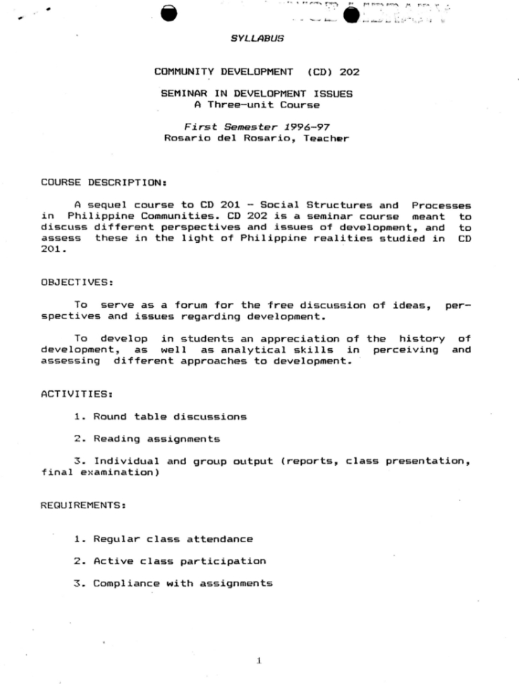 CD 202 Del Rosario, Rosario AY 1996-1997 1st Sem