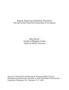 Begging, Requesting, Demanding, Negotiating: Moving Towards Urban Poor Partnerships in Governance